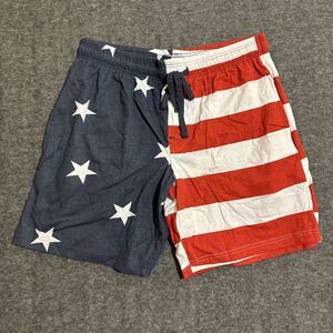 Mad Engine Men's Shorts Flag Print Multi Color  Red Small